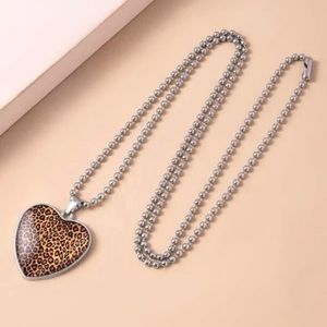 Leopard Print Heart Shaped Necklace